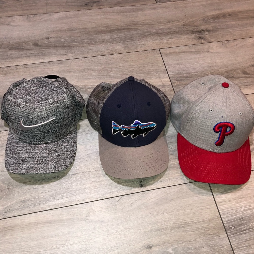 Patagonia, Phillies and Nike hats